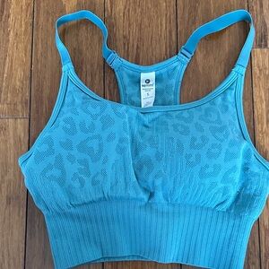 90 Degree By Reflex Teal Leopard Sports Bra